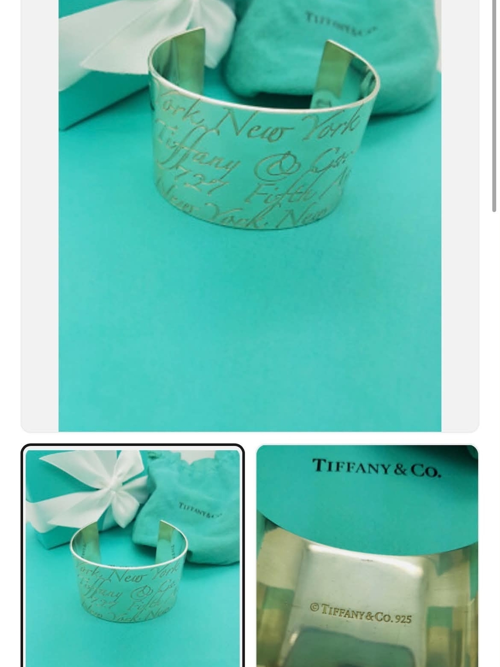 Tiffany & Co. Script Engraved Sterling Cuff Bracelet - Silver